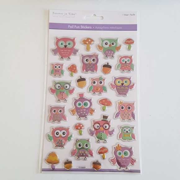 27 3D Foil Fun Stickers Owls Autocoll - Picture 3 of 4